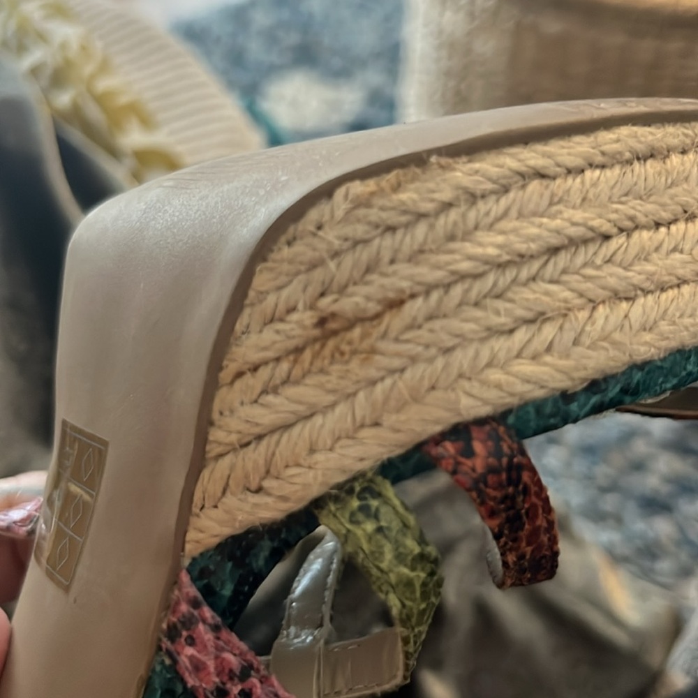 LULU TOWNSWND Multi Colored Leather Snakeskin Platform Heals Size 7 1/2 - Picture 8 of 8